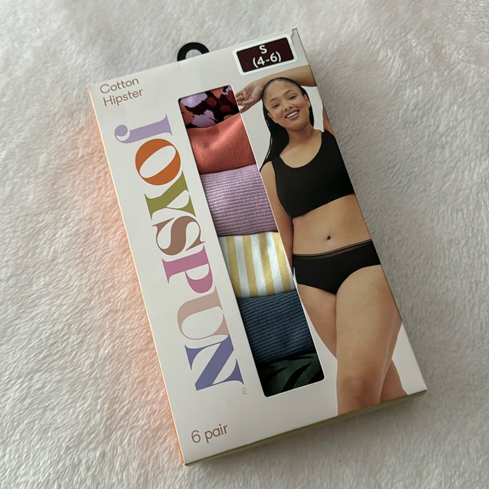 Joyspun Women's Cotton Hipster Panties 6-Pack Size Small (4-6)
